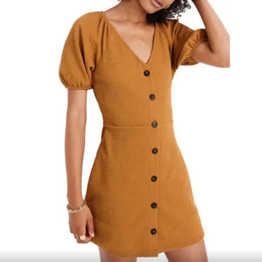 Madewell Texture and Thread puff-sleeve dress XL